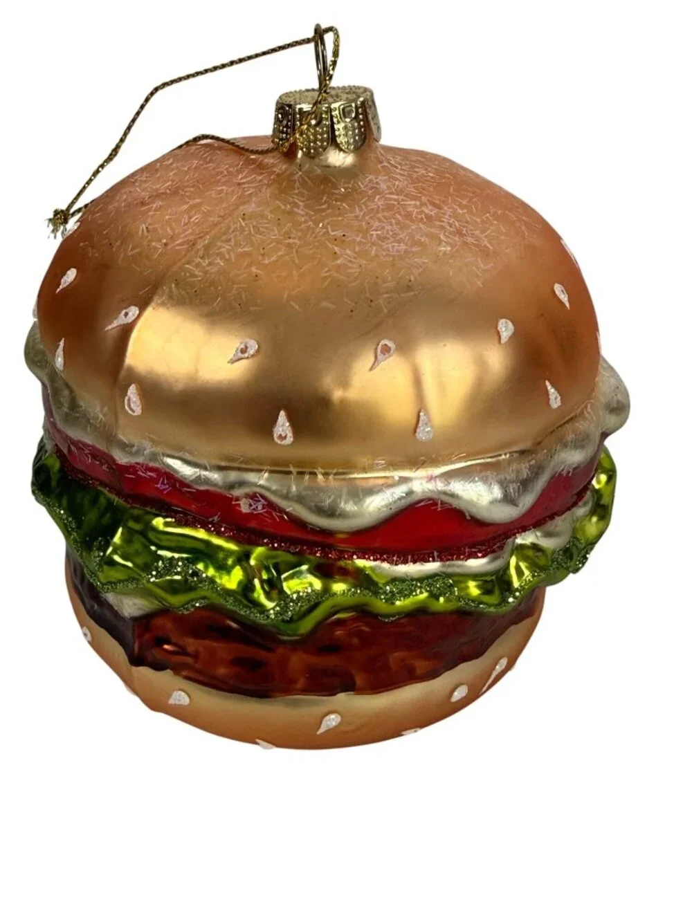 Glass Hamburger Christmas Tree Ornament Food-Themed Holiday Decoration Pop Art